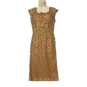 Vintage 1950s A Norman Original Lace Sheath Dress High Waist Size 6 Small